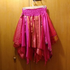 Pink Fuchsia Silk Sari Fairy Petal Skirt